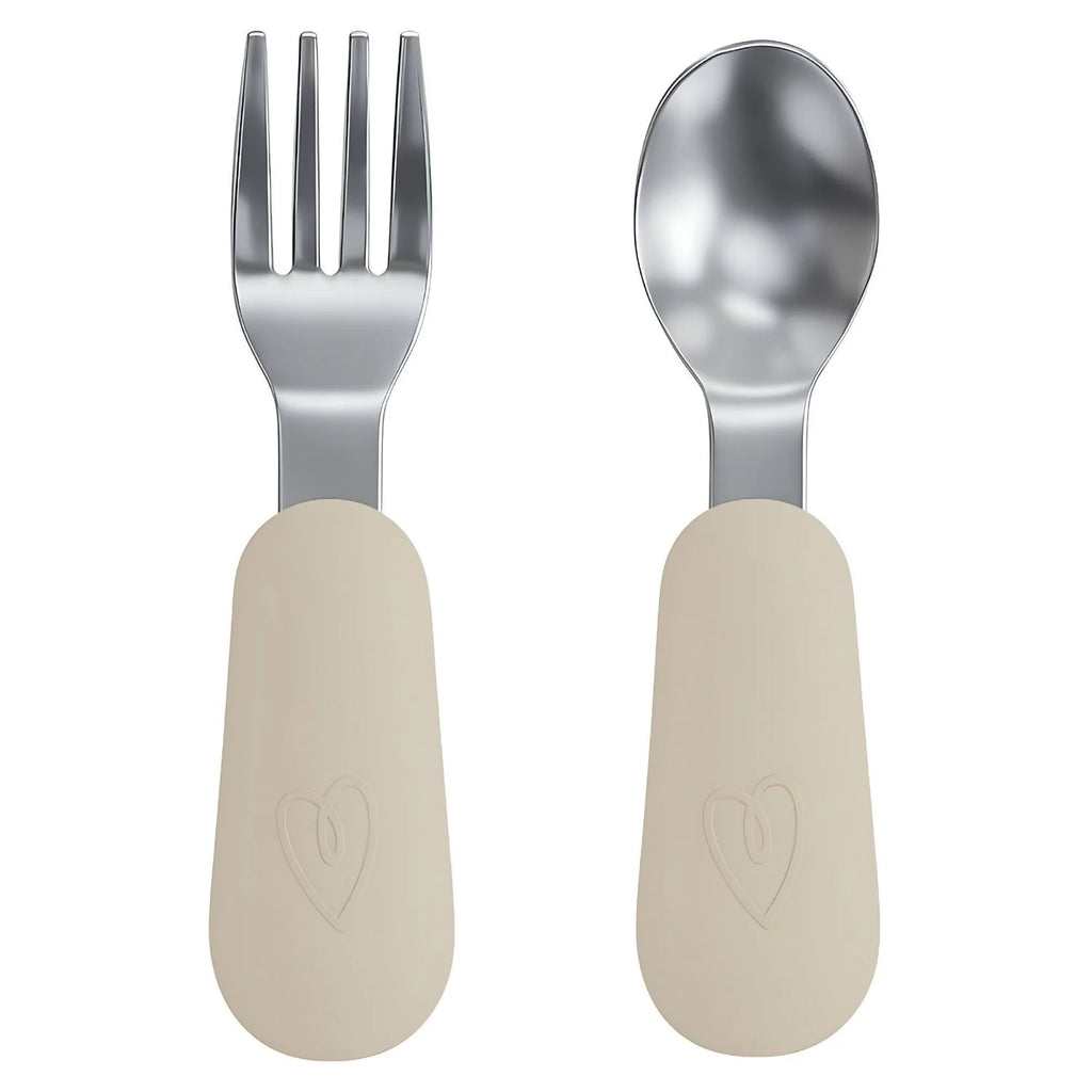 Broemba rvs baby lepel en vork beige