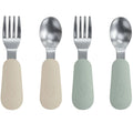 Broemba rvs baby lepel en vork set beige / groen