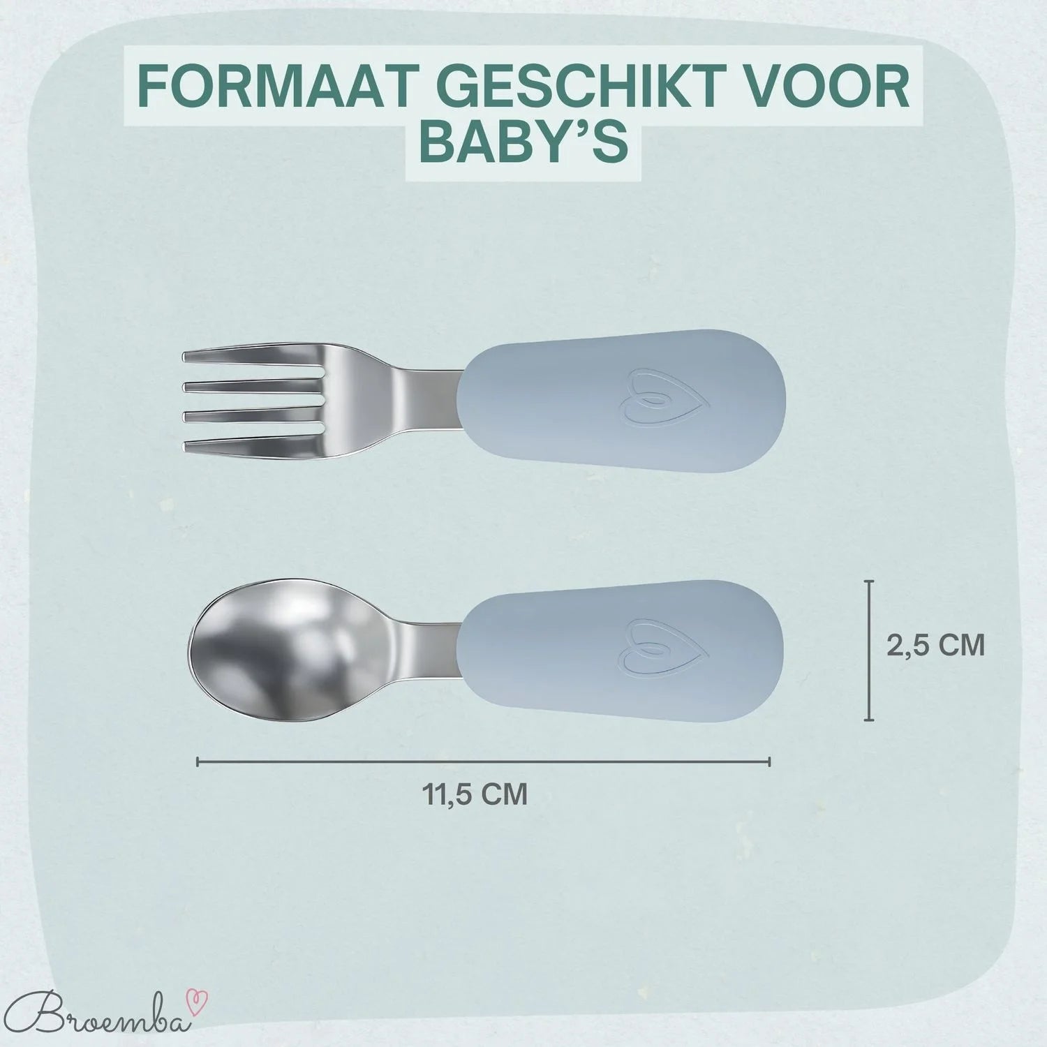 Broemba rvs baby lepel en vork set groen / blauw