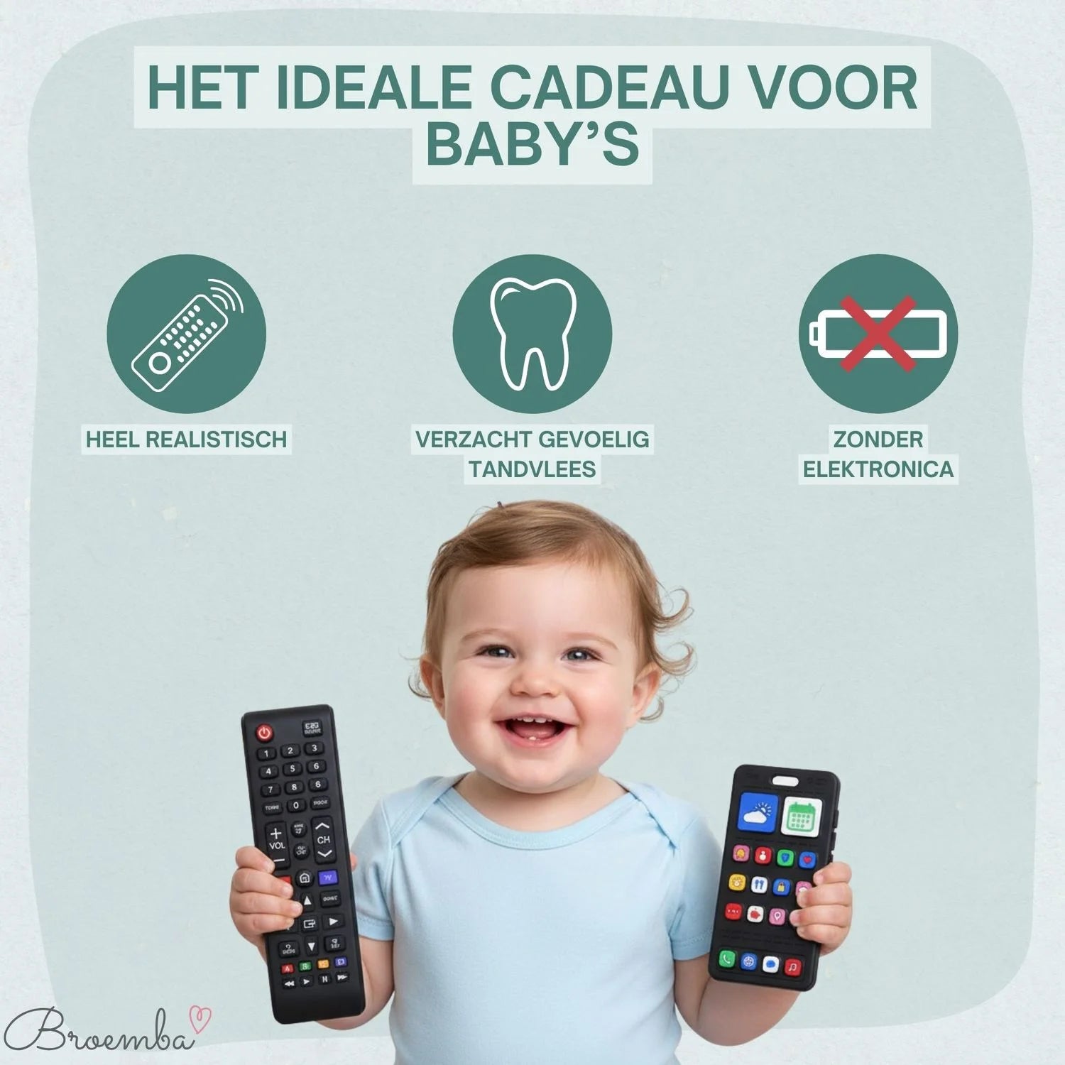 Broemba baby afstandsbediening en telefoon Bari in zwart