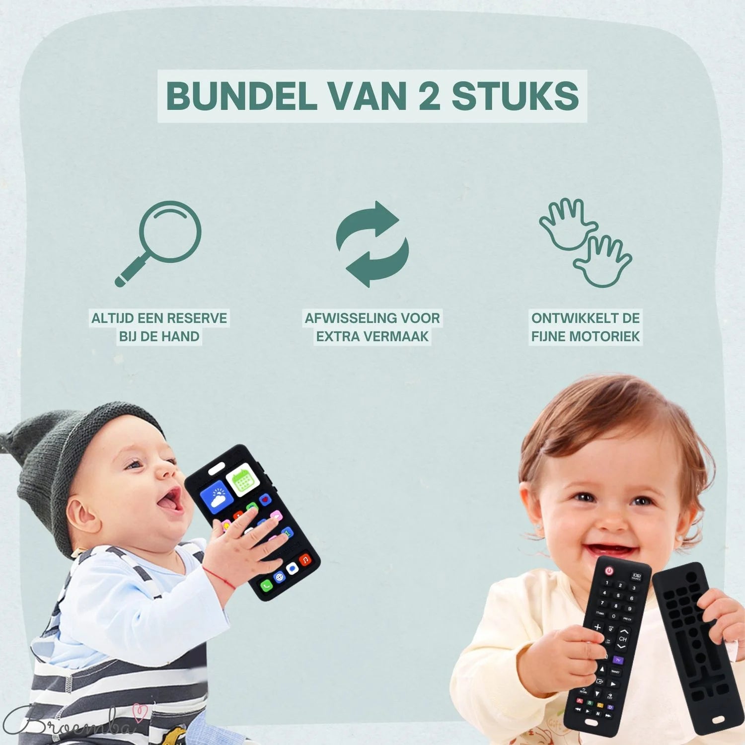 Broemba baby afstandsbediening en telefoon Bari in zwart