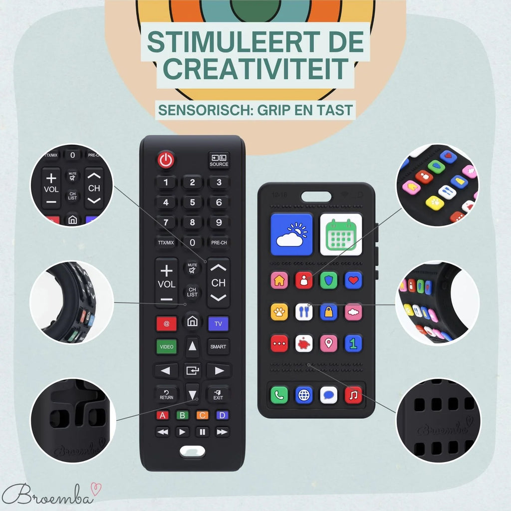 Broemba baby afstandsbediening en telefoon Bari in zwart