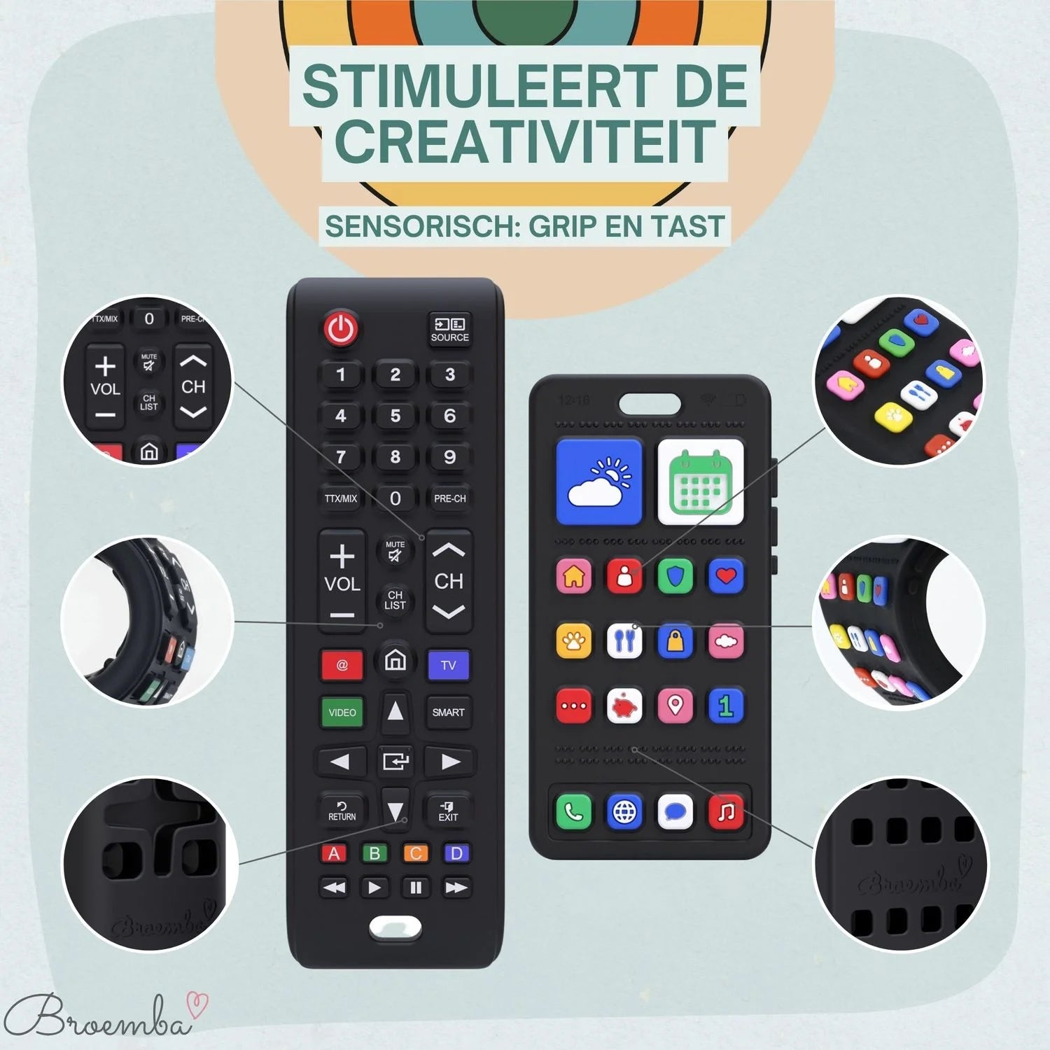 Broemba baby afstandsbediening en telefoon Bari in zwart