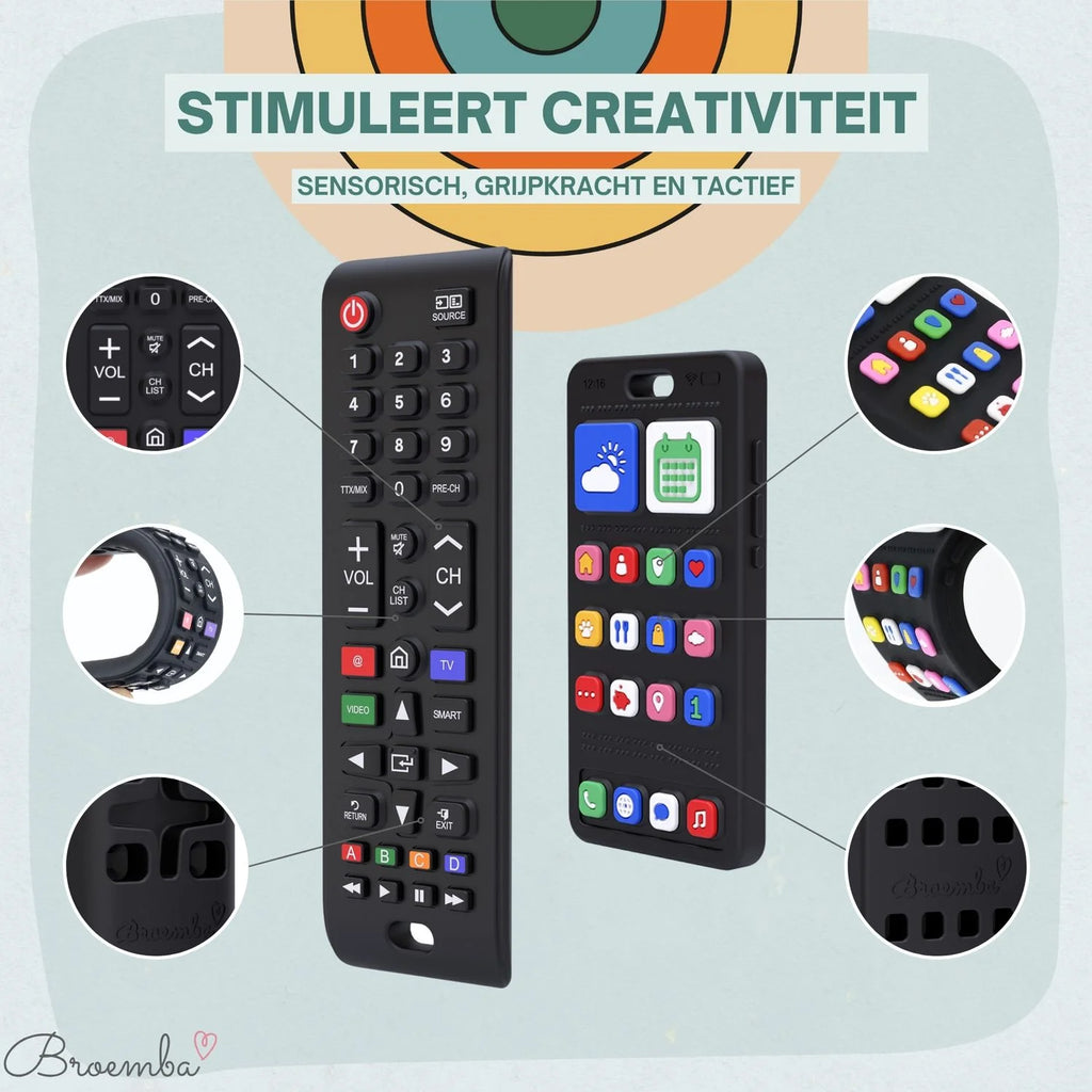 Broemba baby afstandsbediening en telefoon Bari in zwart