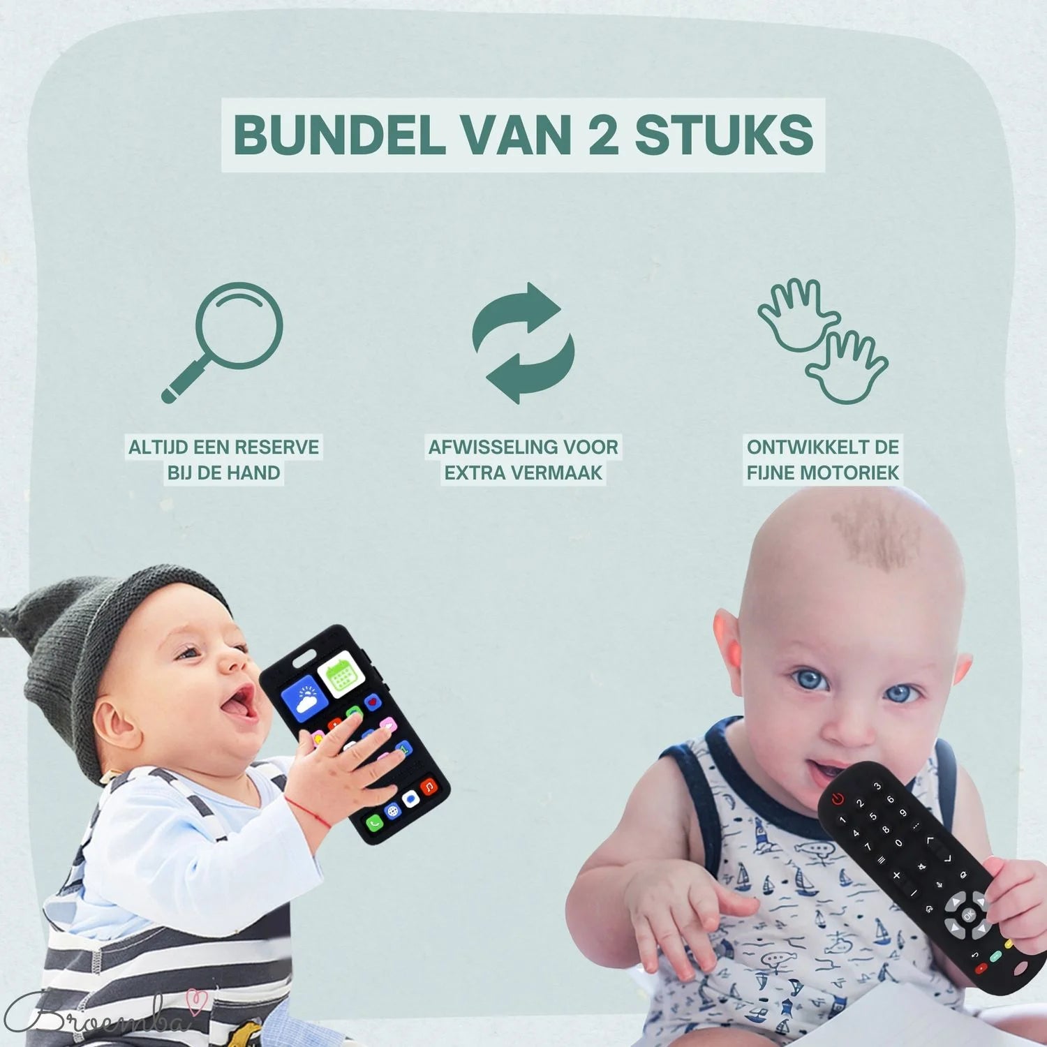 Broemba baby afstandsbediening en telefoon Como in zwart