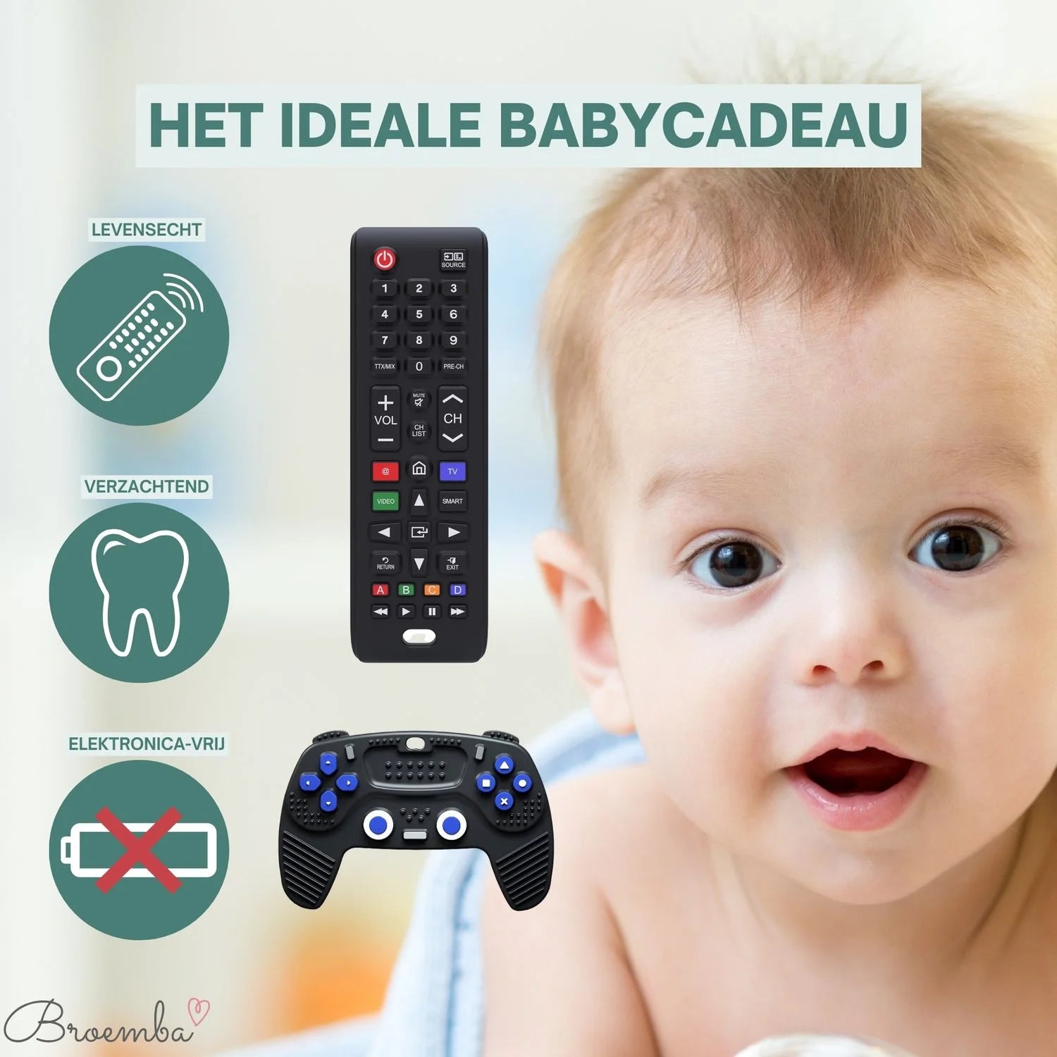 Broemba baby afstandsbediening en controller Rome in zwart