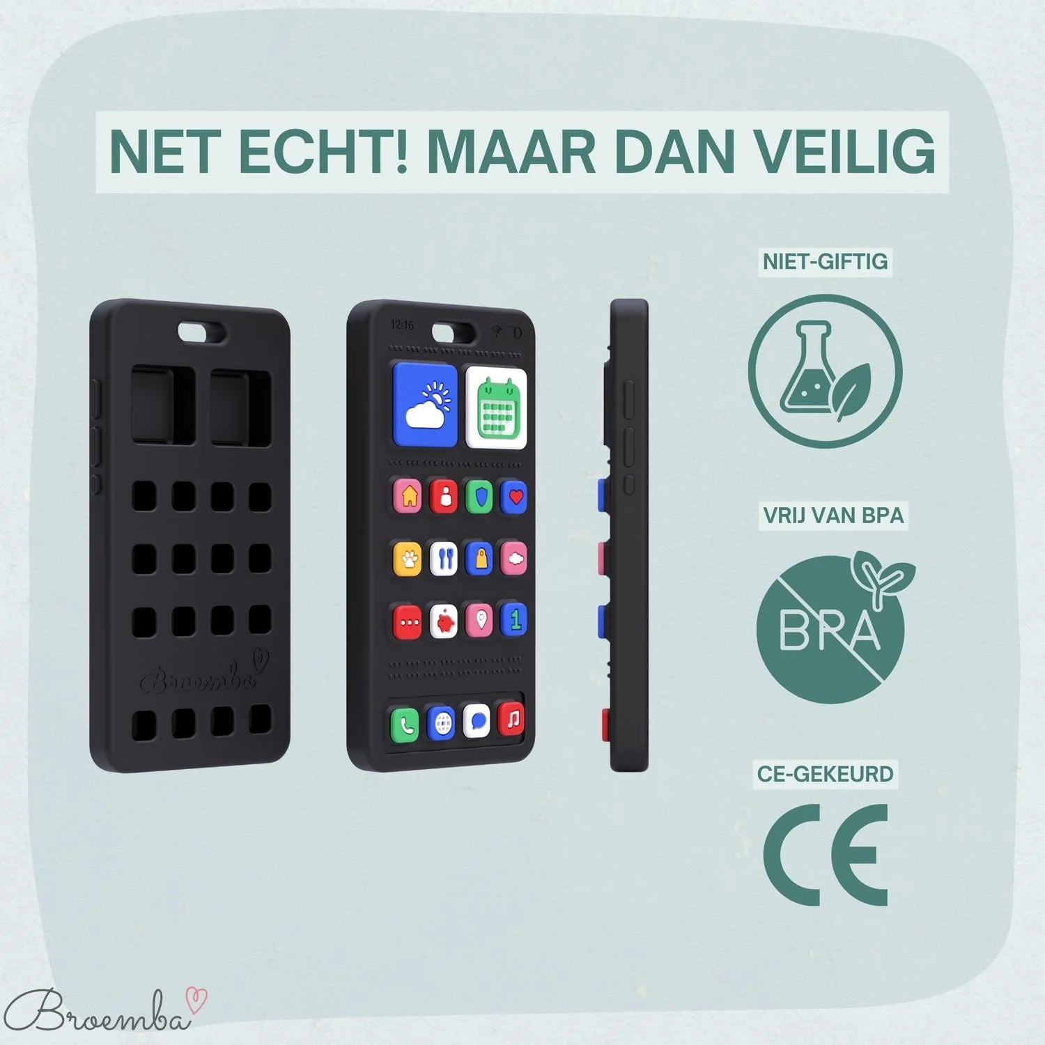 Broemba baby telefoon Milan in zwart