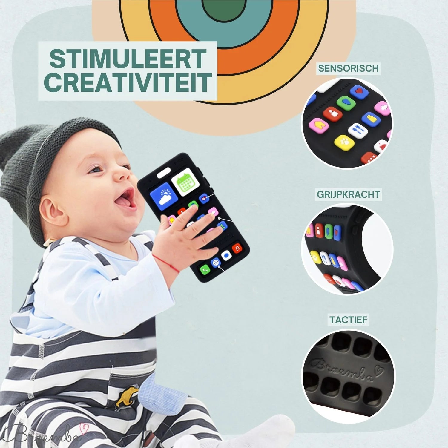 Broemba baby telefoon Milan in zwart