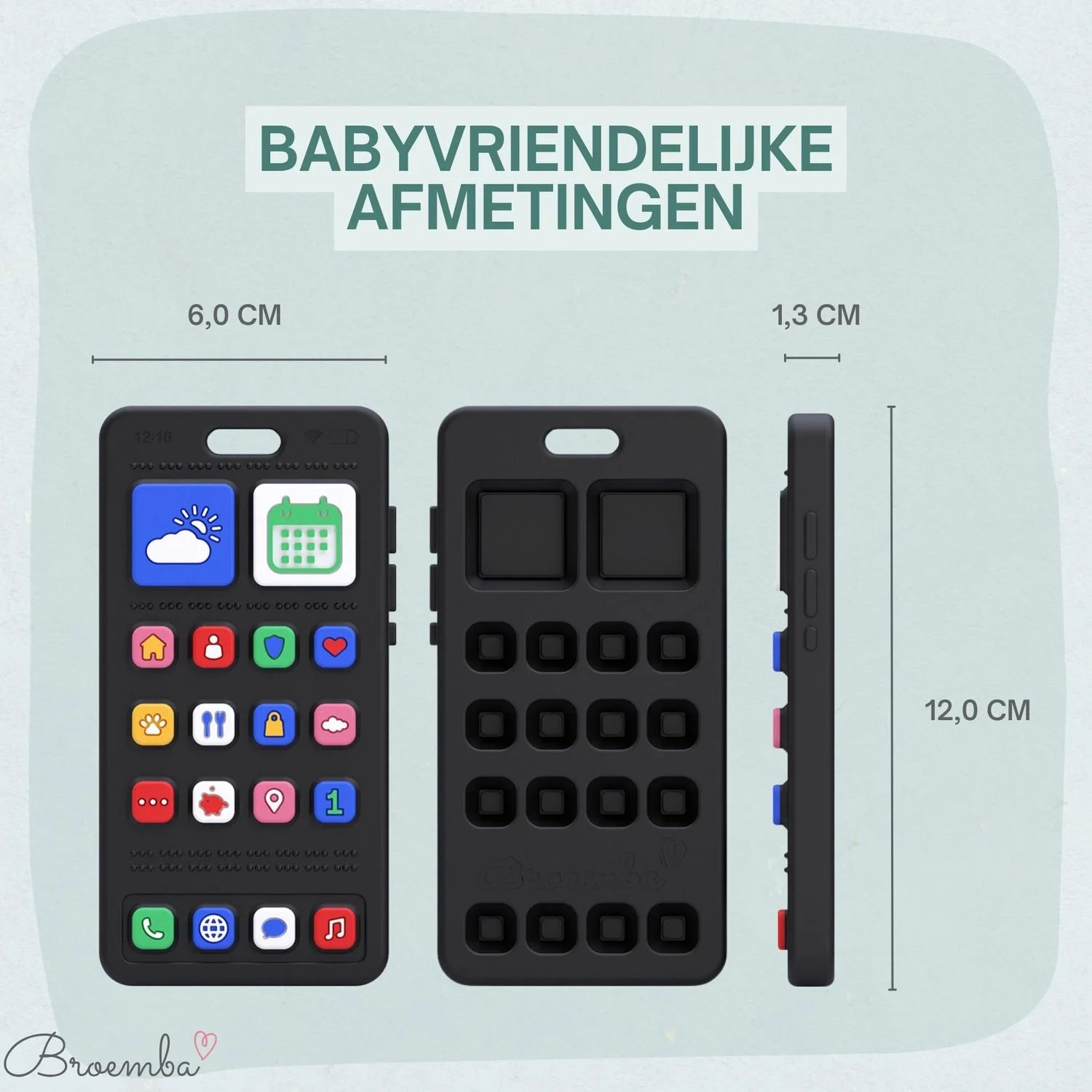 Broemba baby telefoon Milan in zwart