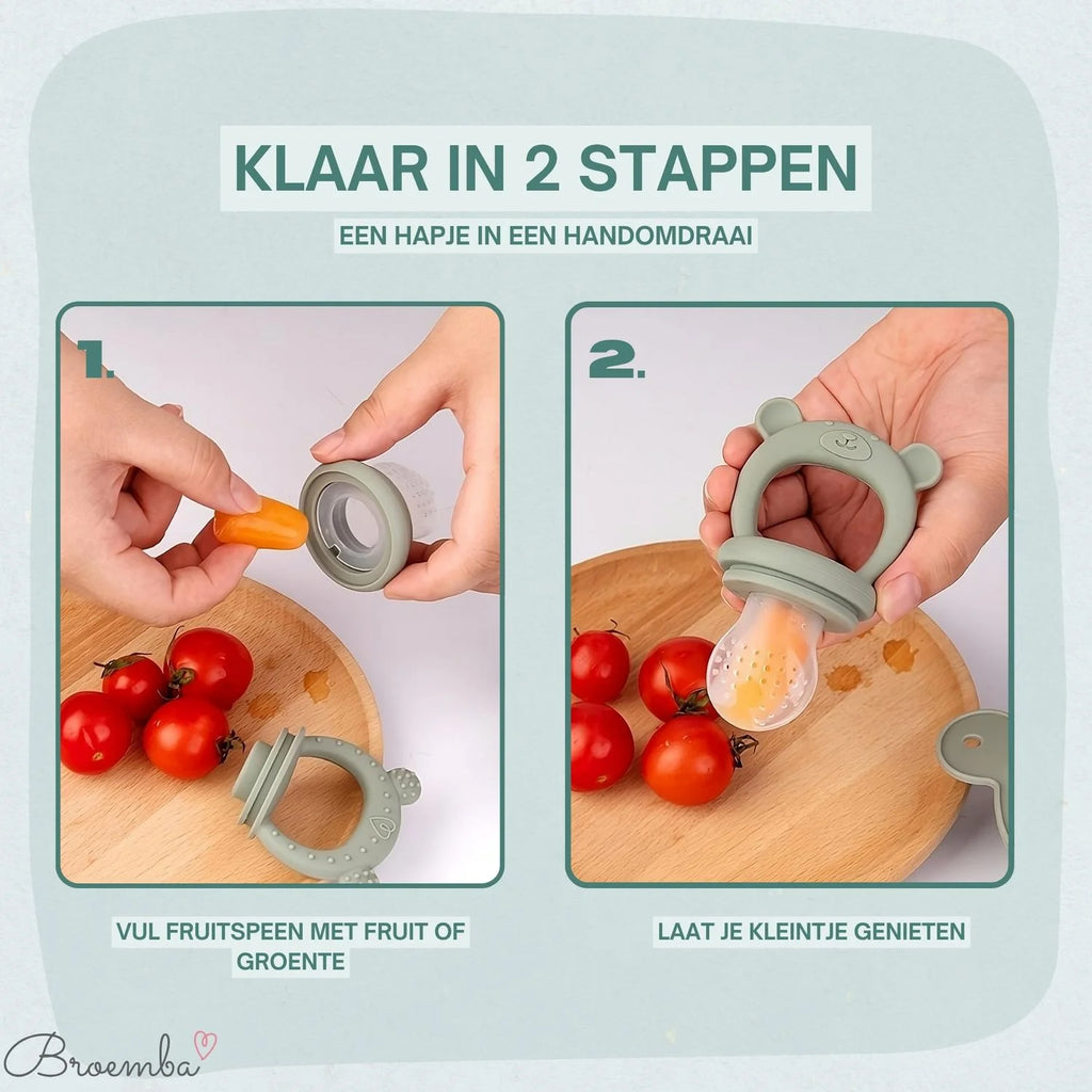 Broemba baby fruitspeen met 3 spenen in groen