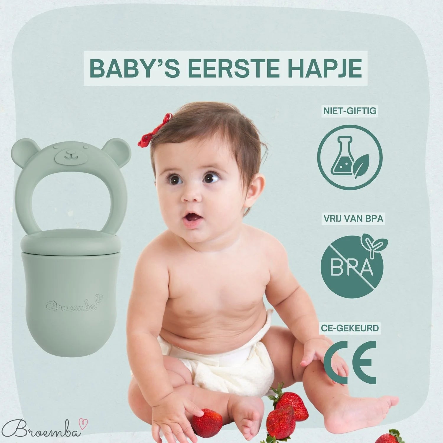Broemba baby fruitspeen met 3 spenen in groen