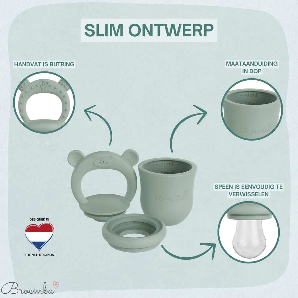 Broemba baby fruitspeen met 3 spenen in groen