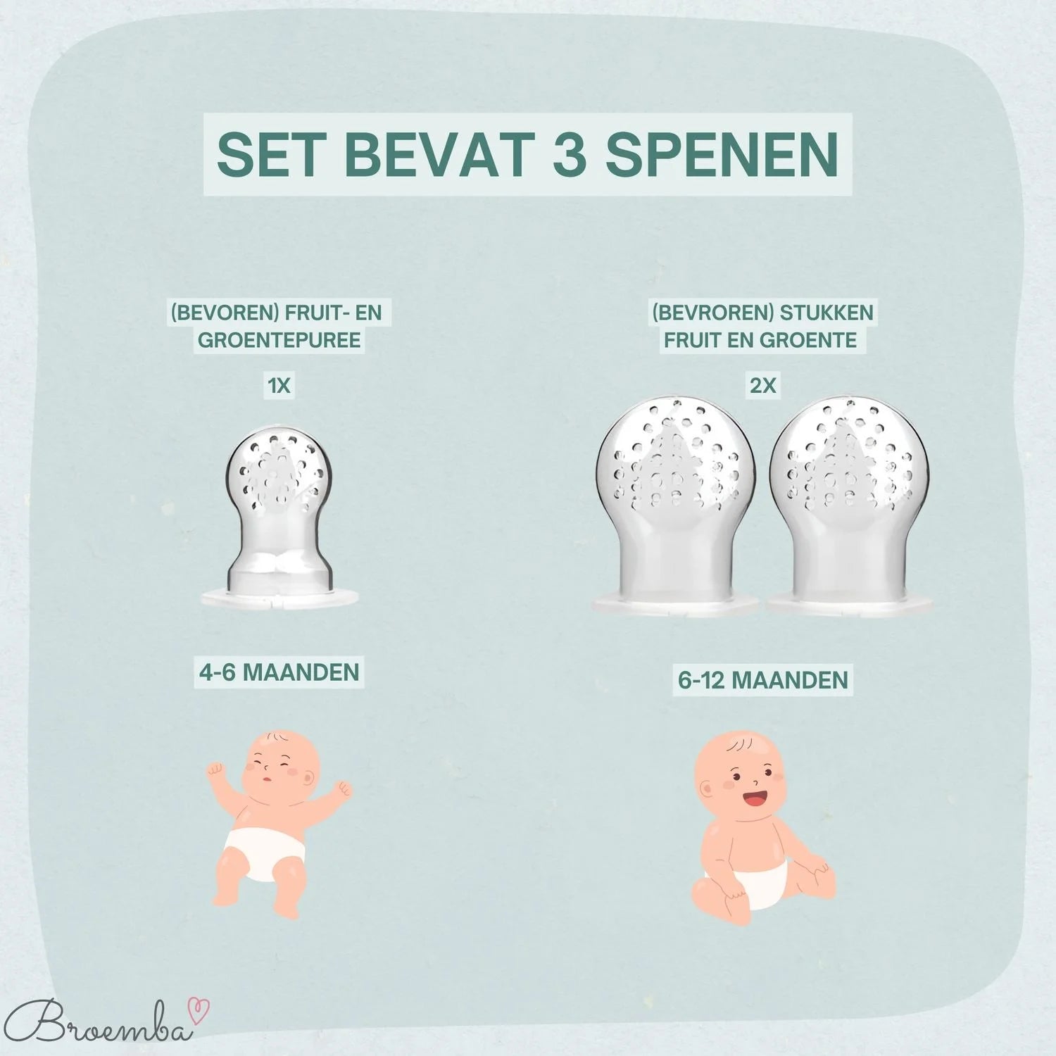 Broemba baby fruitspeen met 3 spenen in roze