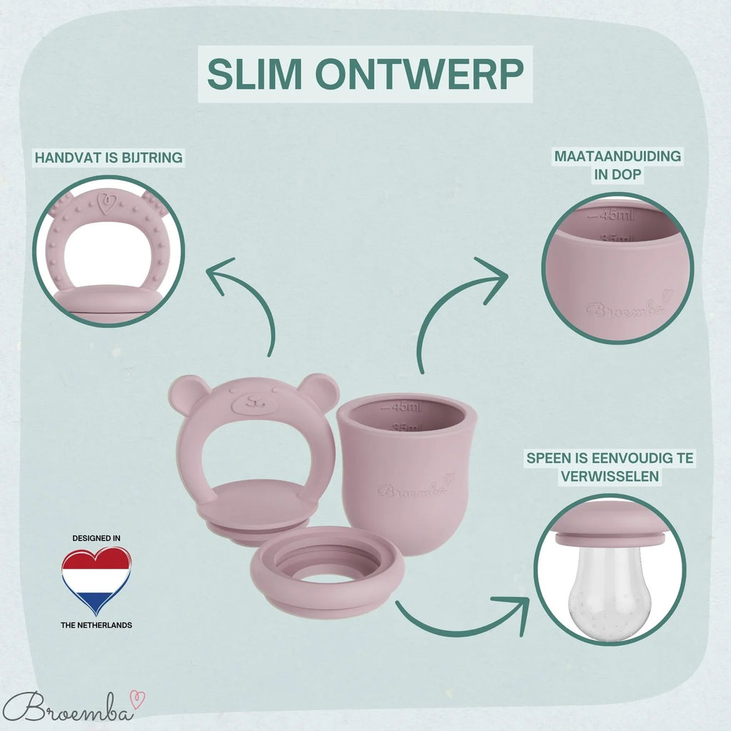 Broemba baby fruitspeen met 3 spenen in roze