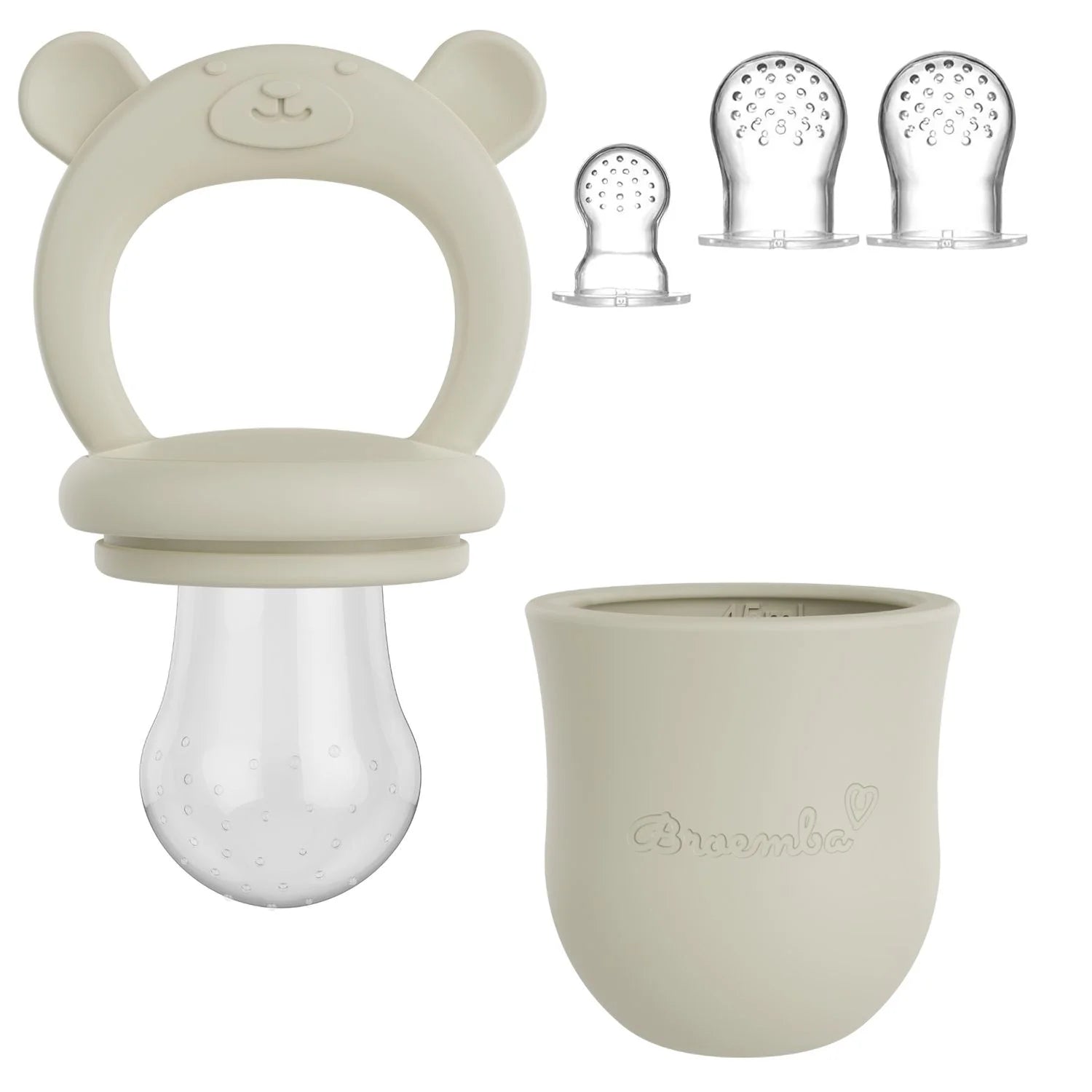 Broemba baby fruitspeen met 3 spenen in beige