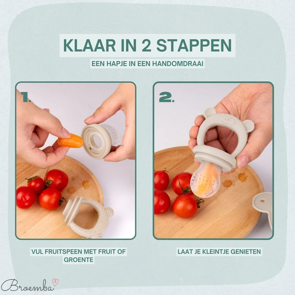 Broemba baby fruitspeen met 3 spenen in beige