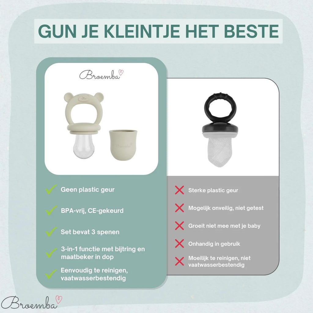 Broemba baby fruitspeen met 3 spenen in beige