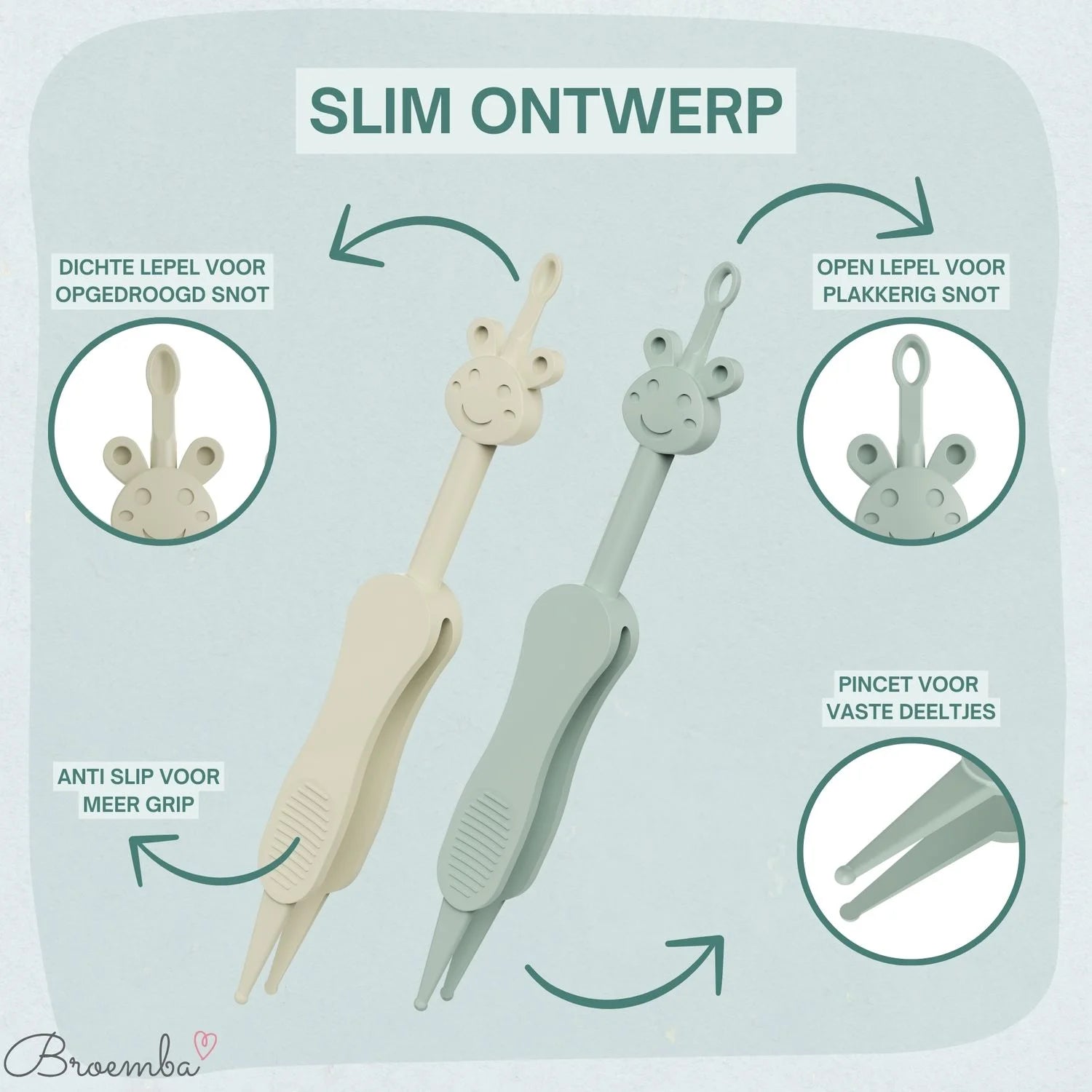 Broemba baby neus- en oorreiniger in groen en beige