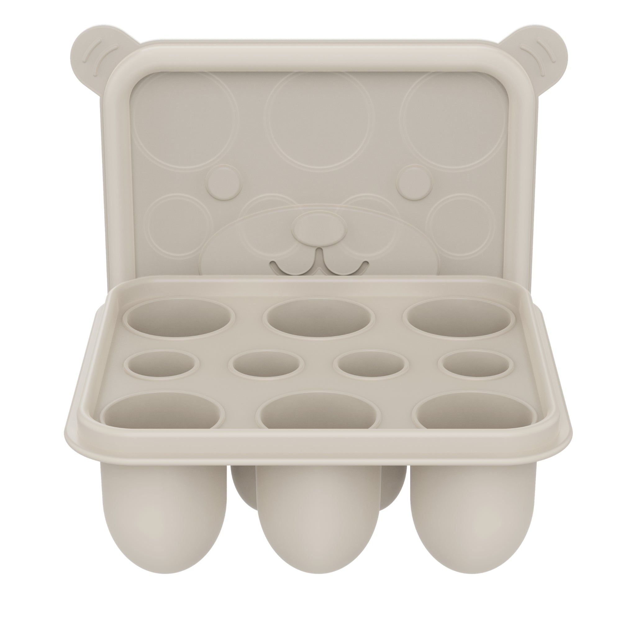 Beige ijsvorm, speciaal ontworpen voor het maken van ijsblokjes voor een fruitspeen.