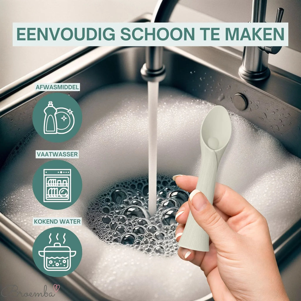 Broemba 2 baby oefenlepels met zuignap in beige