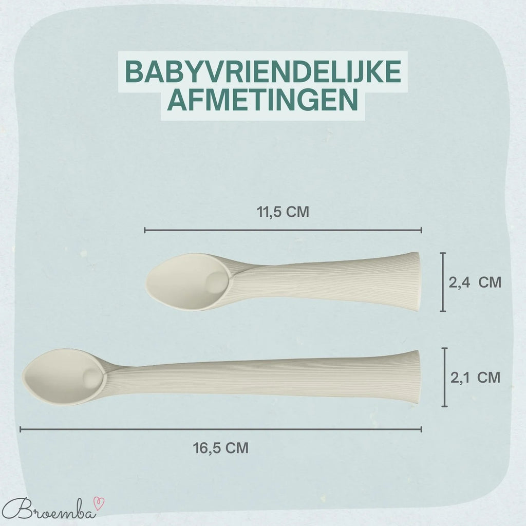 Broemba baby oefenlepel en hulplepel met zuignap in beige
